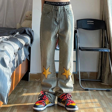 Aidase Star Retro Straight Jeans For Men Baggy Trousers Hip Hop Vintage Stylish Torn Original New In 2024 Trend Mens Cowboy Pants aidase-shop